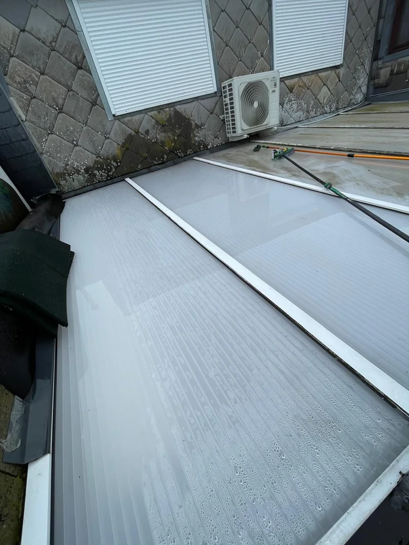Wet translucent panels and tools during cleaning